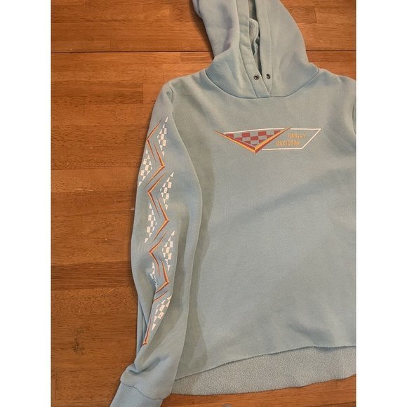 Harley-Davidson Women's M‎ Blue Pullover Hoodie hooded sweatshirt Missing String - Picture 7 of 9